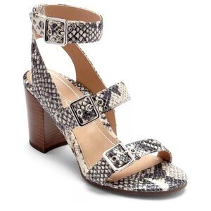 Vionic Women's Carmel Natural Snake Ankle Strap Sandals Block Heel Size 9.5